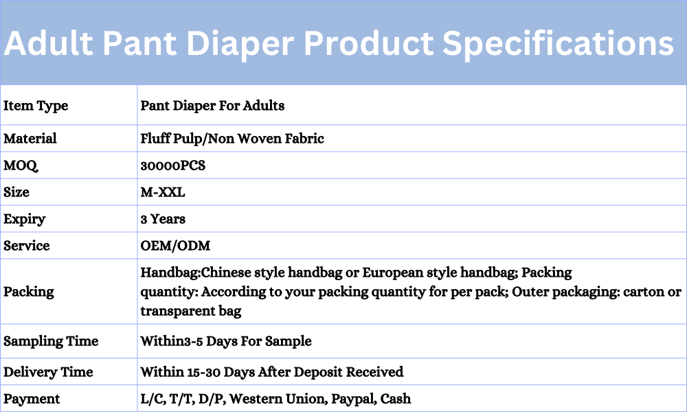 Custom Adult Disposable Nappies